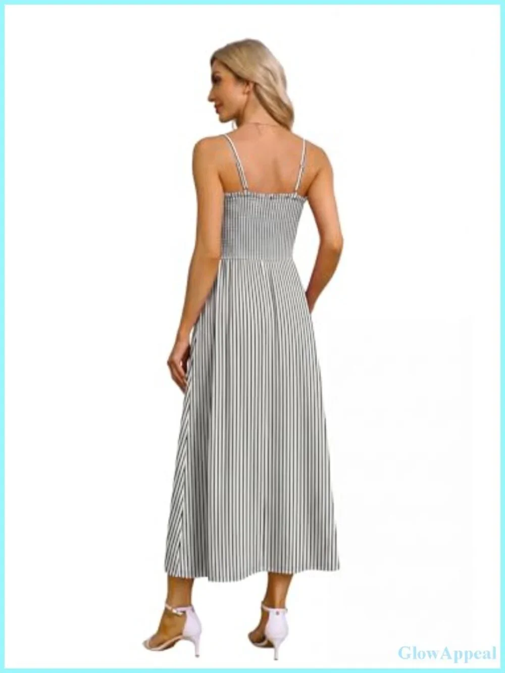 Spaghetti Strap Smocked Maxi Dress with Pockets